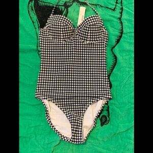 J.Crew retro look one piece bathing suit.